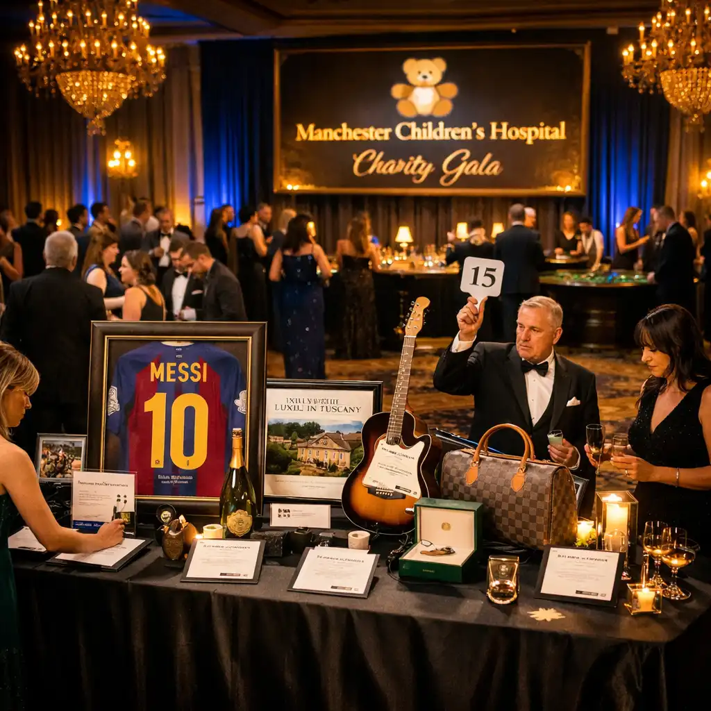 Charity gala for Manchester Children's Hospital with silent auction and casino tables